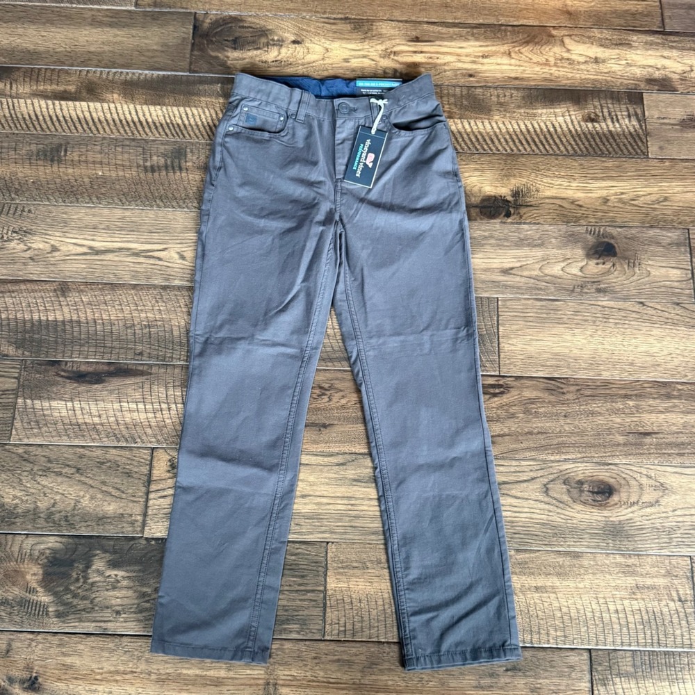 Vineyard Vines NWT Boys On-The-Go 5-Pocket Performance Pants Grey Size 12